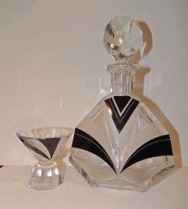 High Deco Glass Decanter Chevron Design