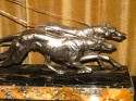 Art Deco Statue French Woman with greyhounds signed Geo Maxim
