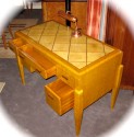 Art Deco Desk • Exotic Birdseye Maple and Parchmen