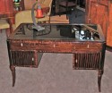 1930s European Art Deco Macassar Desk • Vitrolite