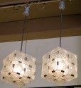 Pair of French Cubist Glass Chandeliers