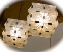 Pair of French Cubist Glass Chandeliers