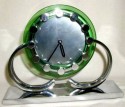 chrome and green glass art deco clock