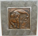 1930s Belgian Art Deco Copper Wall Plaque Quintet • Maredsous / Métiers D'Art