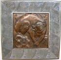 1930s Belgian Art Deco Copper Wall Plaque Quintet • Maredsous / Métiers D'Art