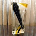 1930s Grand Czech Crystal Vase • Black and Yellow