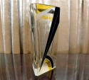 1930s Grand Czech Crystal Vase • Black and Yellow