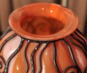 Orange and White glass Vase Lorraine with metal!