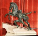 Art Deco Equestrian Rider with Horse on stepped base by Charles
