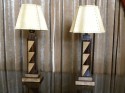 Pair of Exotic Macassar & Shagreen Art Deco table lamps
