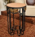 Great Art Deco Iron Table with gold leaf and red marble