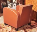 Art Deco Brown Leather Club Chair and Ottoman