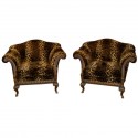 Fabulous Faux Leopard Carved Library Chairs!