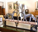 Art Deco sculpture / lamp of Female with Borzoi dogs by Ballets

