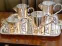 
5 piece Coffee -Tea Service with unusual metal-work