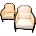 Art Deco library club living room chairs with period style fabric