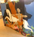 Original French Art Deco Screen with mural image of Diana by G. Icart
