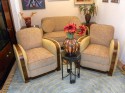 Spectacular Art Deco 3 piece Settee with club chairs in Art Deco fabric
