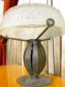 Wonderful original French iron lamp iron with original glass signed D'Avesn Paris