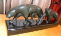 French Bronze Art Deco pair of hunting prowlers by Michael Decoux