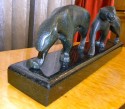 French Bronze Art Deco pair of hunting prowlers by Michael Decoux