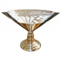 Original French stepped Centerpiece silver-plate with frosted geometric glass