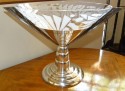 Original French stepped Centerpiece silver-plate with frosted geometric glass