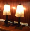 Matching pair of Mueller Freres iron and glass lamps