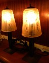 Matching pair of Mueller Freres iron and glass lamps