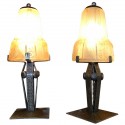 Peach color glass matching Art Deco Mueller table lamps