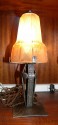 Peach color glass matching Art Deco Mueller table lamps