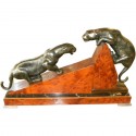 1930's French deco, two spotted cats/cougars playing!

