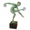 Art Deco sculpture by Derenne, the Disk Dancer, a LeVerrier edition
