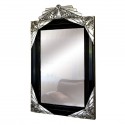 Stunning carved 1930's French mirror with Ebony black and silver leaf