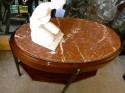 Classic French Art Deco Oval side table with metal
