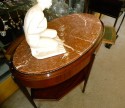 Classic French Art Deco Oval side table with metal
detail