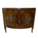 Early French Art Deco 20's exquisite demi-lune shaped cabinet marquetry