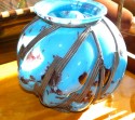 Original Blue spotted glass with iron in Lorraine style vase