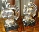 French Art Deco cubist squirrel bookends by Le Verrier
