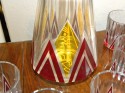 Czech Modernist Decanter set with 6 glasses two-tone
