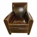 Stunning French leather chair with solid Macassar panels and feet