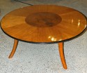 Great art deco custom-design round coffee table with multi color woods