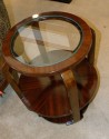 Art Deco barrel table with glass top