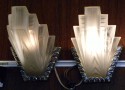 Fabulous French Art Deco Modernist Pair Glass Sconces PETITOT