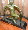 Bronze male Art Deco Warrior statue by Kowatz