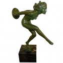 French Art Deco Female Nude Disc Dancer statue by Garcia