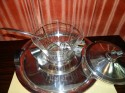 Stunning Rare Art Deco Etched glass modernist Punch bowl & Tray