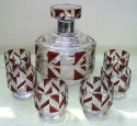 Nice complete Czech decanter set with 8 glasses