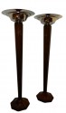 Spectacular faceted Art Deco Wood Tall Floor lamps Torchiers