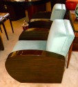Modernist Streamline Art Deco Custom Chairs in Macassar Wood